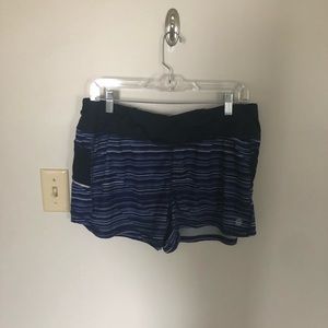 Athleta Blue Striped Running Shorts